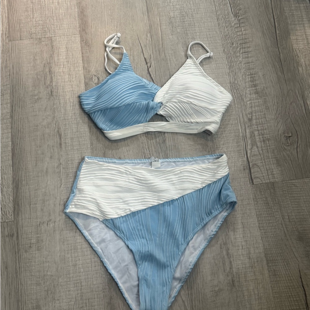 Stylish Blue and White Bikini Set